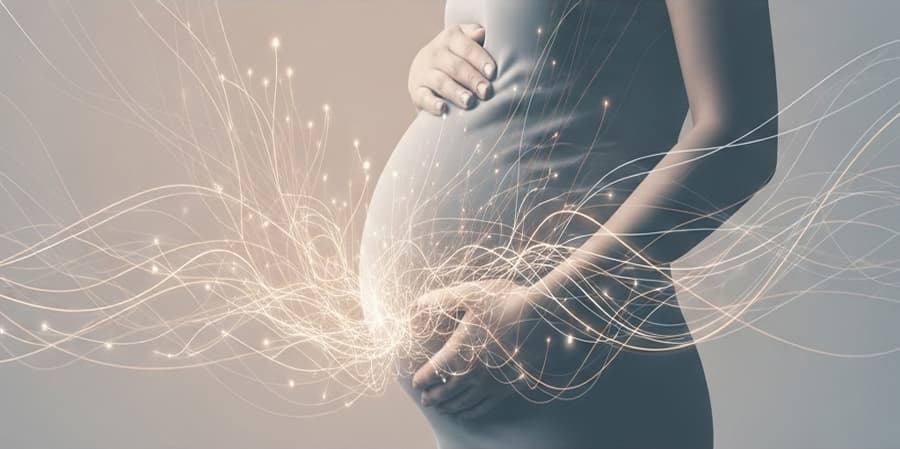 Abstract illustration showing cognitive processes and hopes surrounding an unborn child during anticipatory parenthood